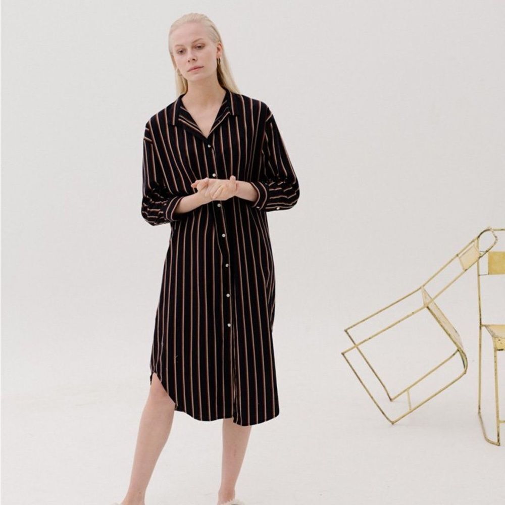PRIORY Aise Dress Striped Poplin Navy / Mix Size M/L​​​​